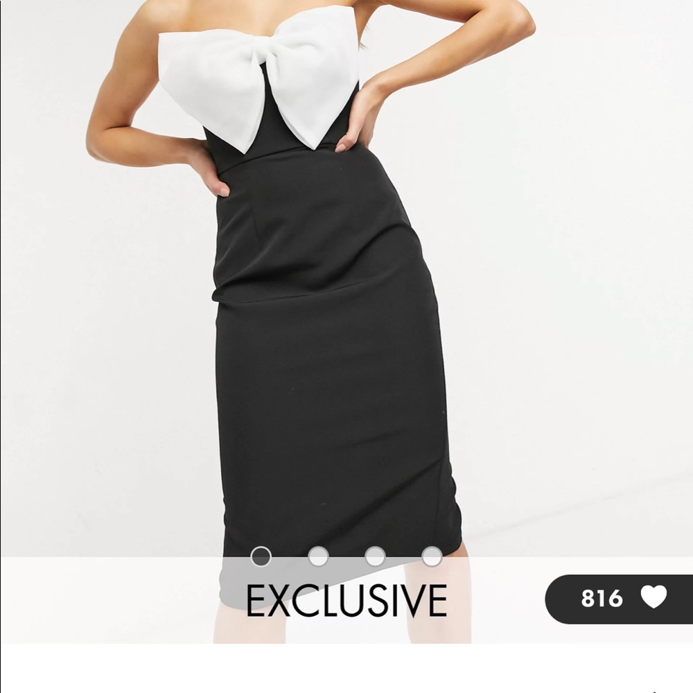 Black and White big bow midi dress